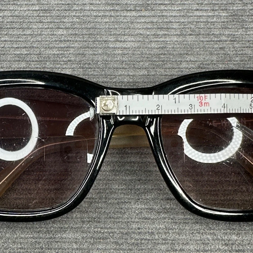 Cole Haan Y2K Sunglasses Black Square Frame Champagne Arms C6121 51-18-144